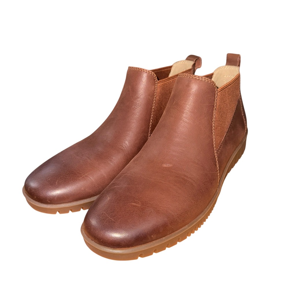 NEW Dansko Chelsea Boots Womens 9-9.5/40 Ankle Boots Burnished Brown Leather Lug - Picture 10 of 14